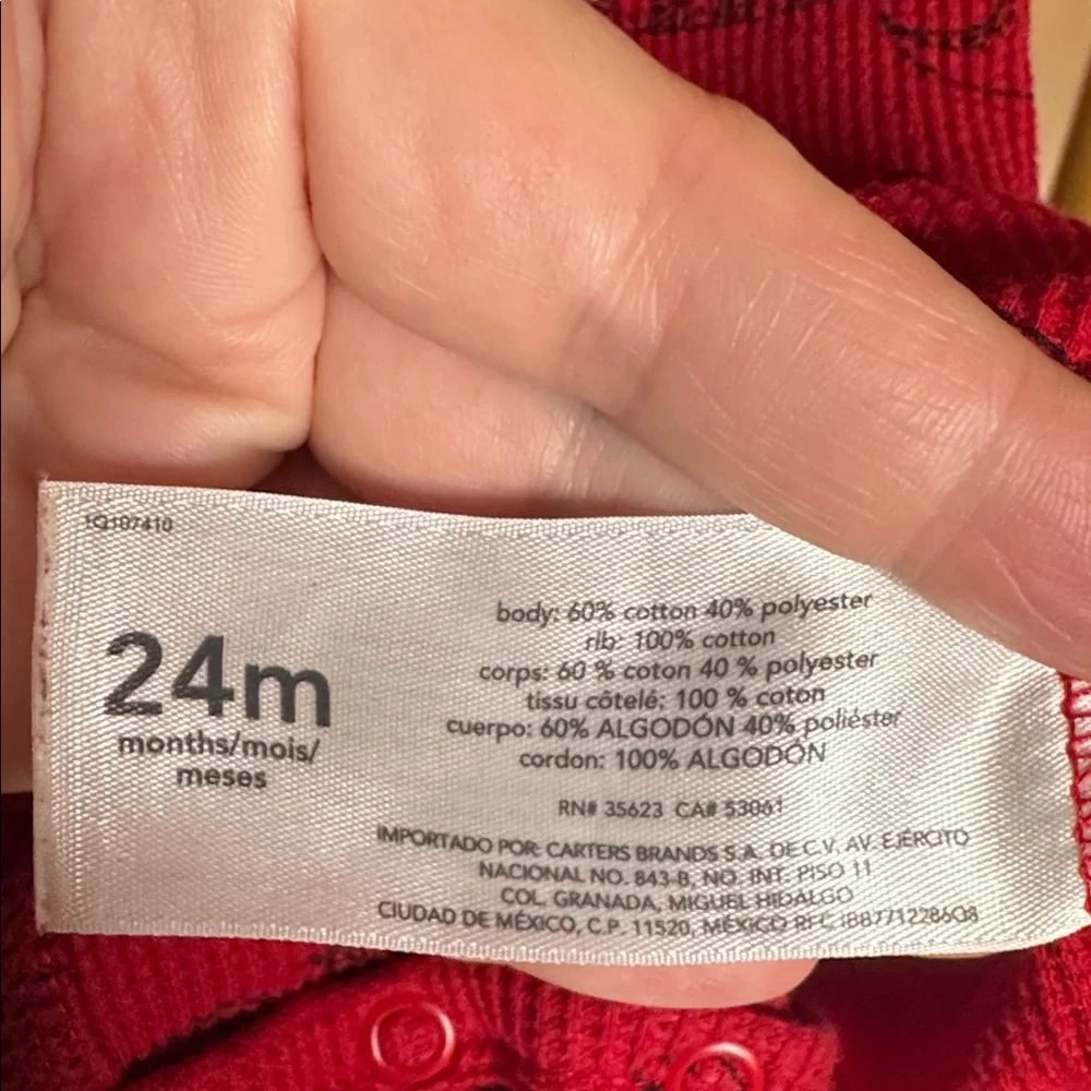 Carter’s Red Thermal Henley Bodysuit & Blue Animal Jogger Pants Set | 24 Months